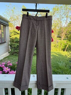 bebe Men's Gray-Brown Herringbone Dress Pants
